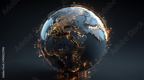 Digital Earth with Glowing Connections and Global Network.