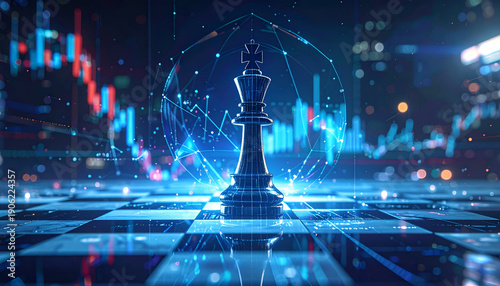 Wallpaper Mural Abstract illustration of corporate strategy, showing a chess king enhanced by futuristic data graphics. Torontodigital.ca