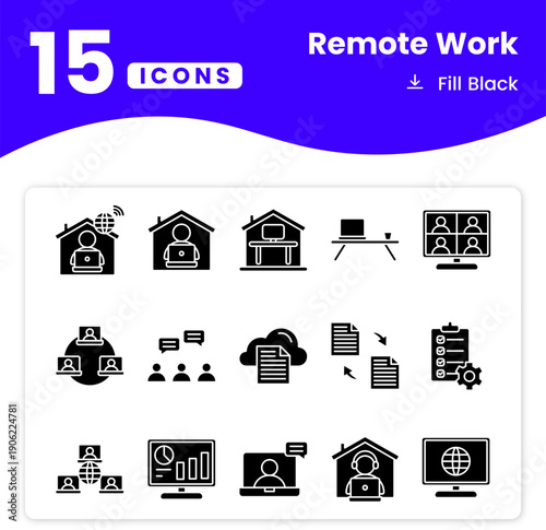 Remote Work Fill Icon Pack