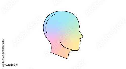 Abstract human head profile with soft pastel gradient symbolizing mind identity creativity