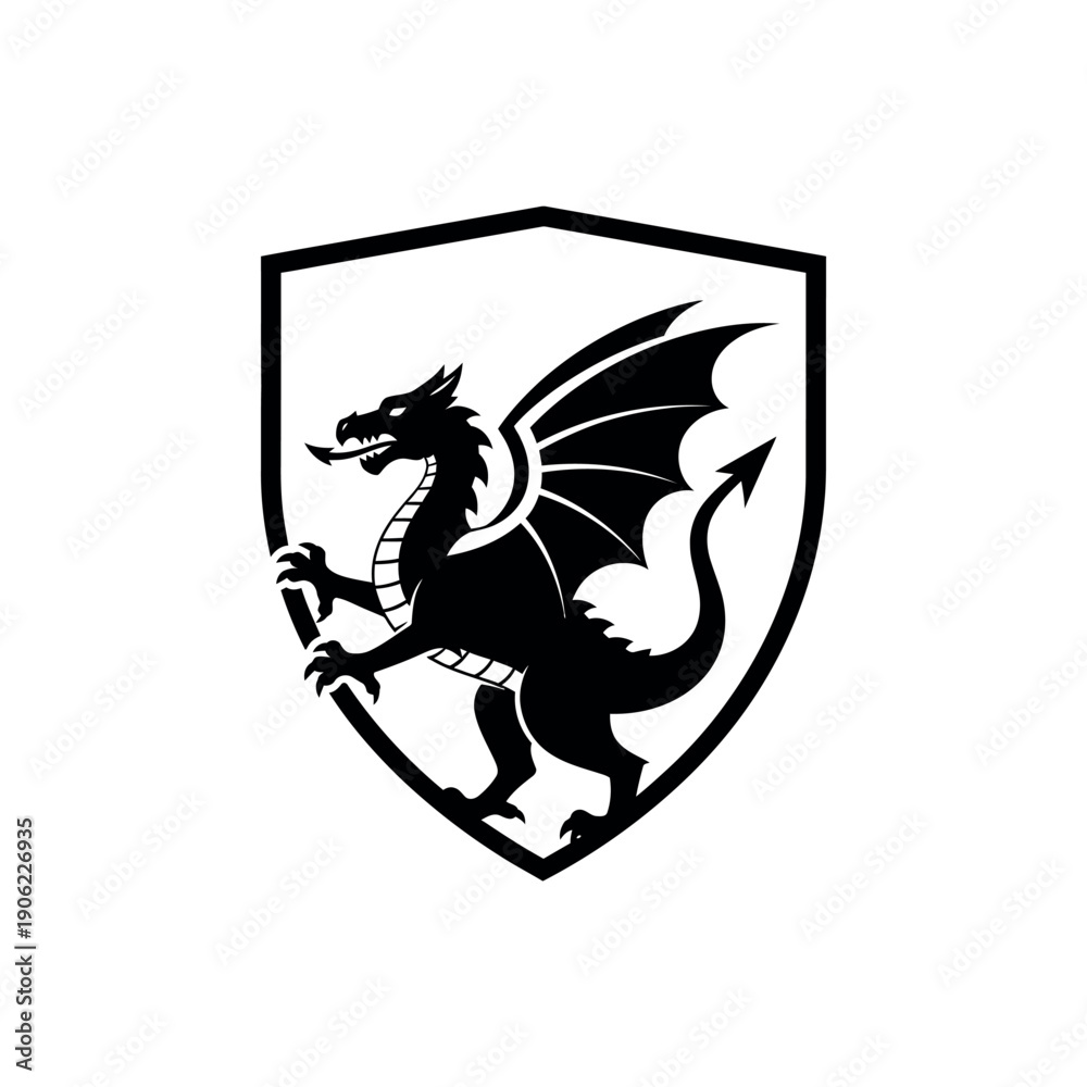 Fototapeta premium Dragon Shield Logo Design.