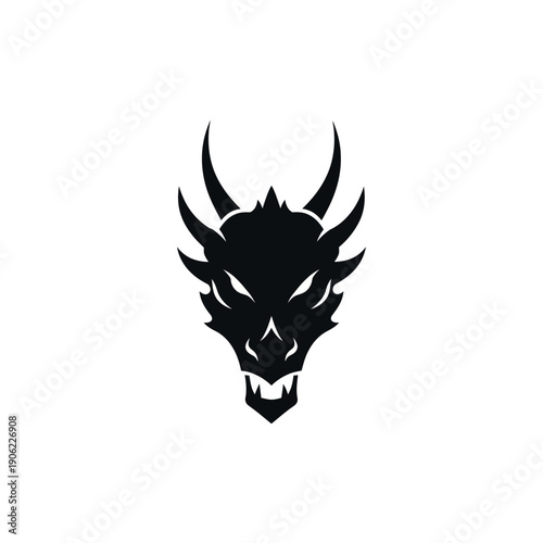 Dragon Head Silhouette Logo Design.