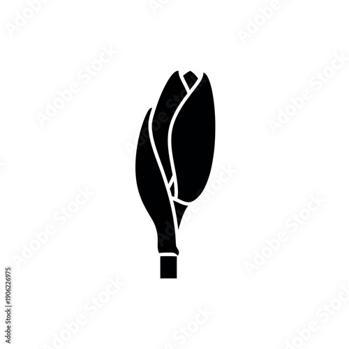 Elegant Black Silhouette of a Closed Flower Bud 1.