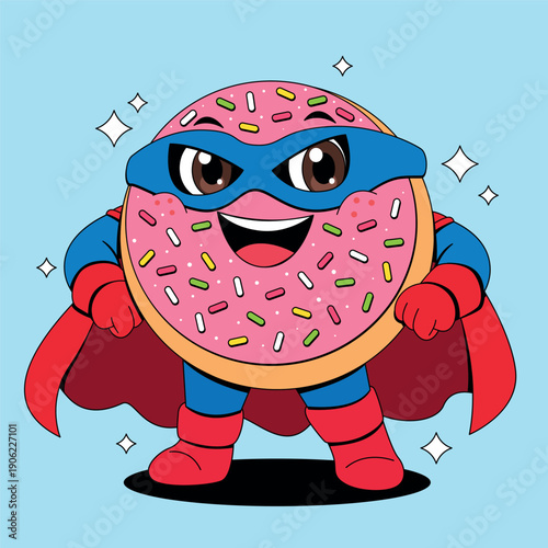 Cartoon Donut Superhero
