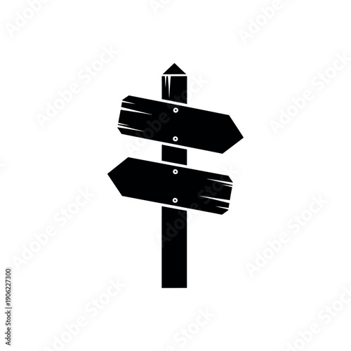 Wooden Signpost with Two Blank Arrows Pointing in Opposite Directions.