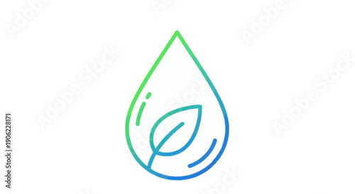 Eco-friendly water droplet with green leaf icon representing environmental sustainability and