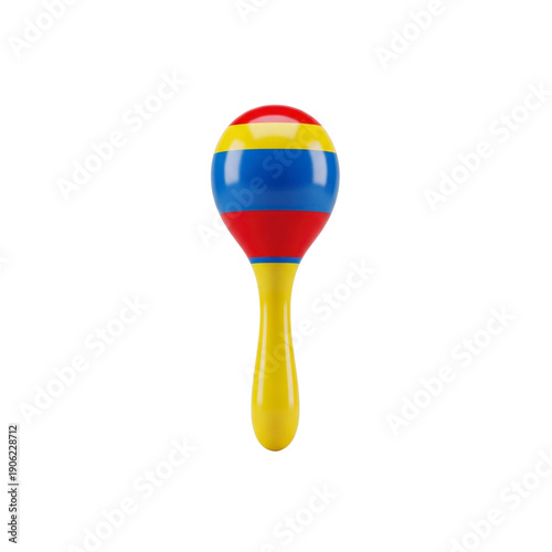 Maraca with Colombian flag colors