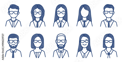  illustration of diverse male and female office workers with