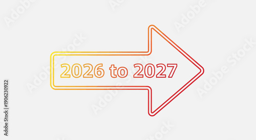 Stylized gradient arrow outlining the advancement from the year two thousand twenty-six to two