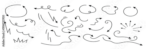 lines arrow curves for cartoon effect icons illustration