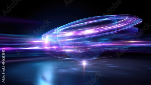 Glowing Abstract Digital Swirl with Futuristic Light Trails and Vibrant Colors