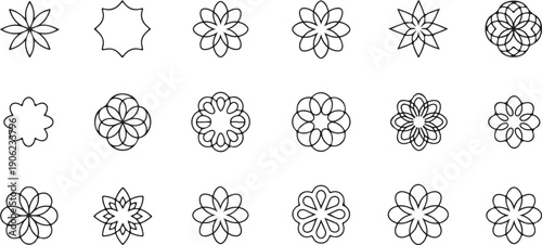 mandala collection of radial flower designs for logos