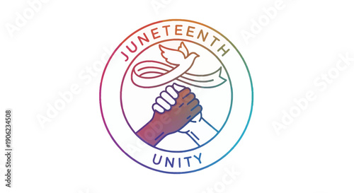Juneteenth Unity Celebration Logo Symbolizing Freedom, Equality, and Solidarity Through Diverse