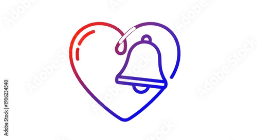Gradient heart and notification bell icon symbolizing love alerts and important messages for