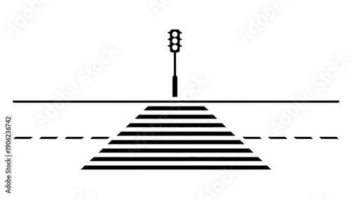 A traffic light stands above a pedestrian crossing on a road.