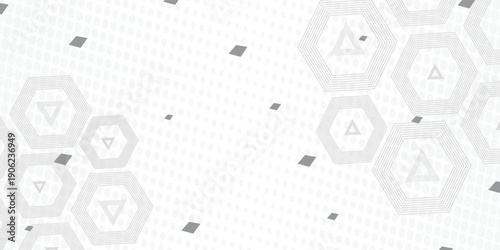 Abstract trendy technology of white and gray gradient hexagonal pattern background art design. Use for advertising, posters, presentations, prints, artwork.