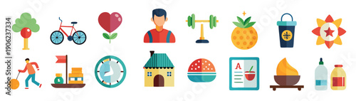 lifestyle and leisure icon set collection illustration