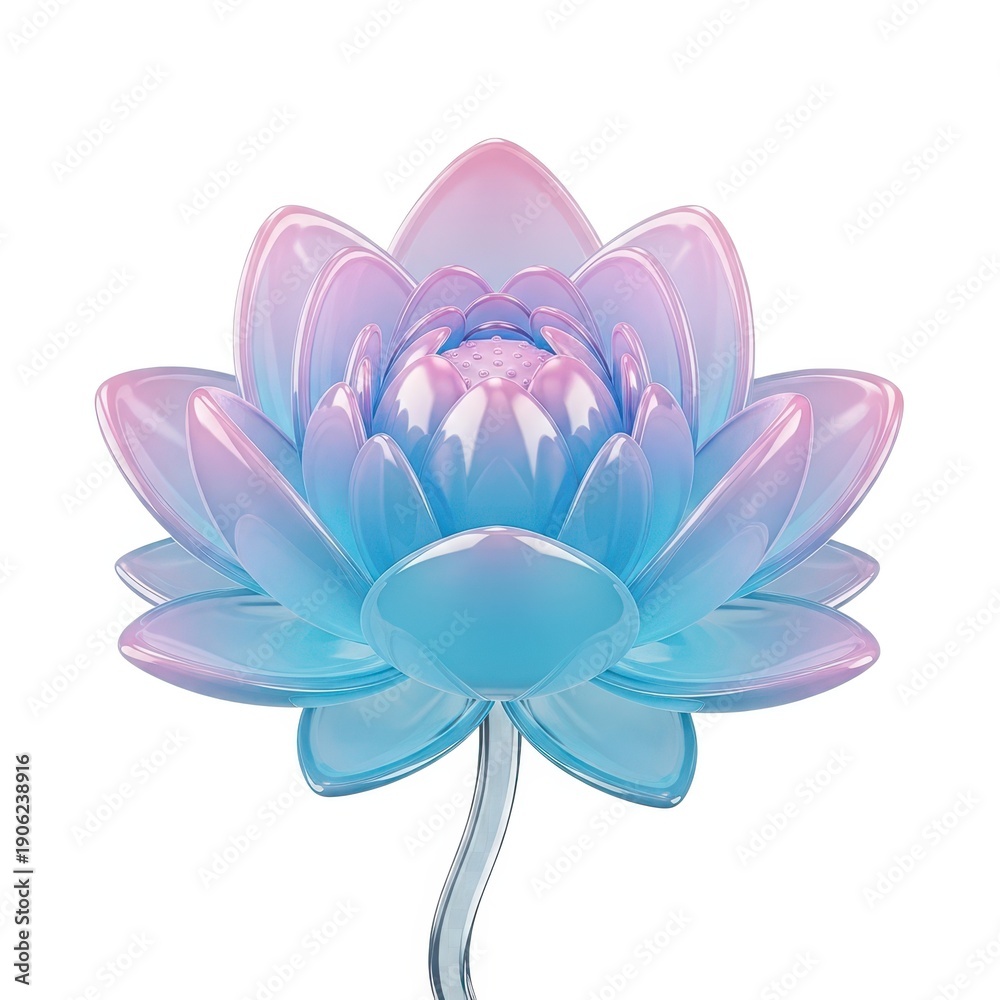 Fototapeta premium Ethereal glowing blue lotus flower with translucent petals and soft lighting effects