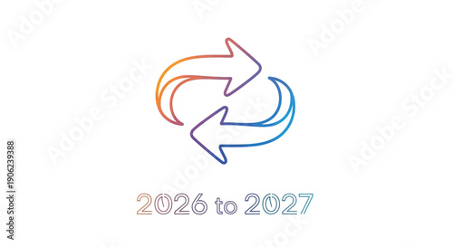 Vibrant gradient arrows illustrating a transition from 2026 to 2027, symbolizing renewal and change