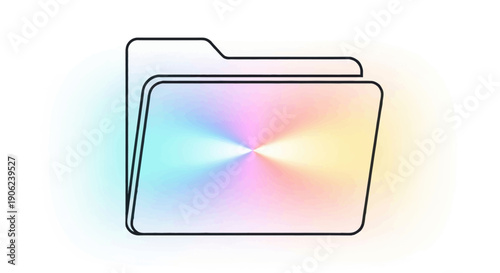 Vibrant spectrum digital folder icon representing organized data and modern file management system