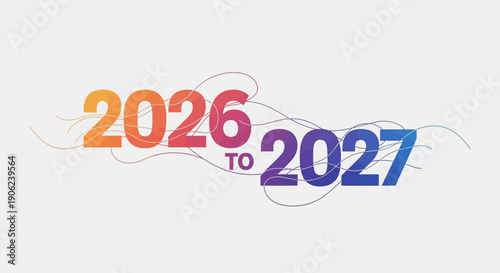 Vibrant 2026 to 2027 Year Transition Design with Abstract Flowing Lines and Gradient Colors