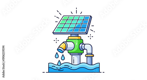 Eco-friendly solar panel powers water pump system for sustainable resource management and clean
