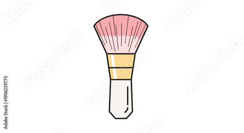 Simple illustration of a makeup brush with pink bristles.
