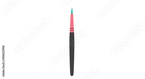 Black cosmetic brush with pink and red accents on the ferrule.