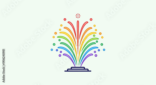 Vibrant rainbow fireworks explosion graphic design icon for festive celebrations and special events