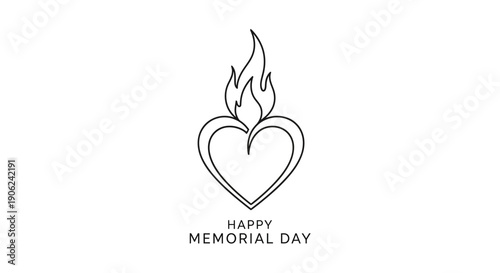 A solemn black and white illustration symbolizing remembrance for Memorial Day featuring a flaming