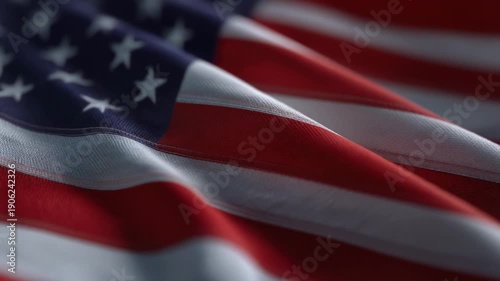 Wallpaper Mural Close up of American flag fabric with stars and stripes waving in the wind patriotic background Torontodigital.ca