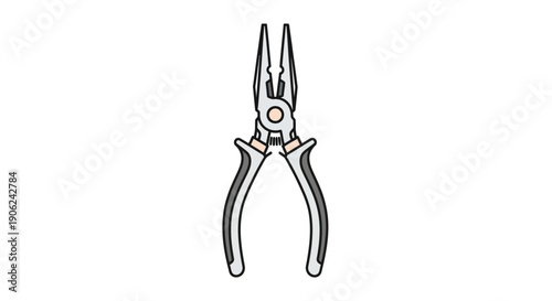 Simple black and white illustration of needle nose pliers tool.