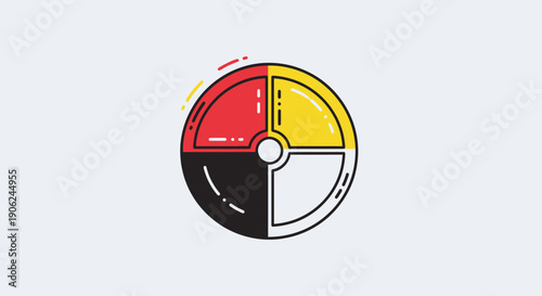 Modern interpretation of a traditional Native American Medicine Wheel symbol graphic design with