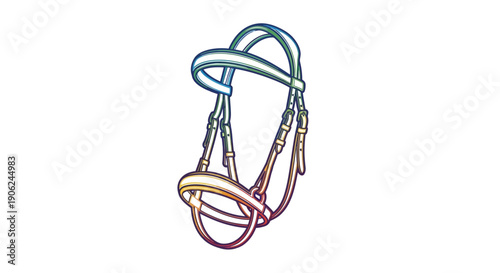 Vibrant gradient horse bridle vector illustration on white background for equestrian designs