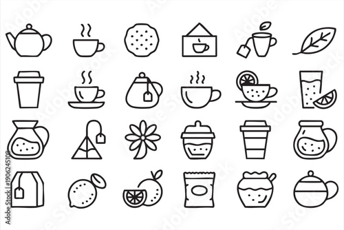 Hot infusion minimalist pictograms collection