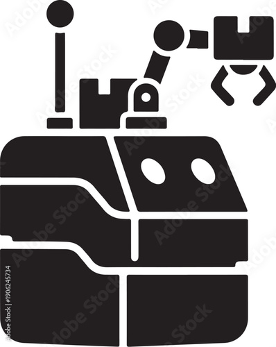 Industrial robotic arm assembly line vector illustration isolated on white background
