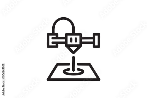 Industrial 3D print technology line art symbol
