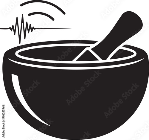 Minimalist mortar and pestle vector illustration isolated on white background