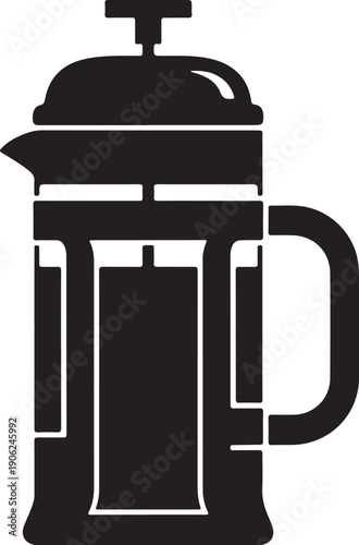 Minimalist french press coffee maker icon isolated on white background