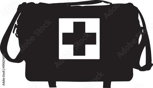 Medical messenger bag with red cross symbol isolated on white background