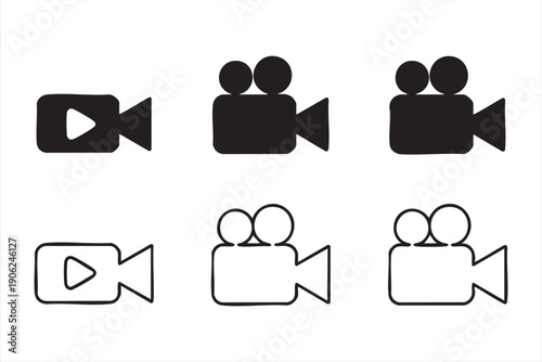 Vlog studio and multimedia camera outline set