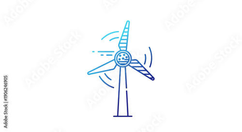 Dynamic Line Art of a Windmill for Sustainable Green Energy Generation Icon symbolizing