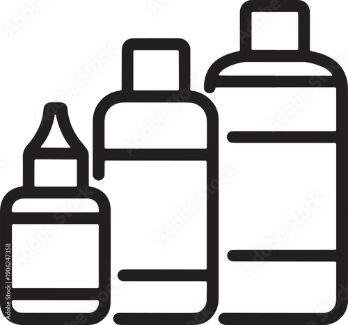Beauty product bottles vector line art for skin care packaging design and cosmetic collections