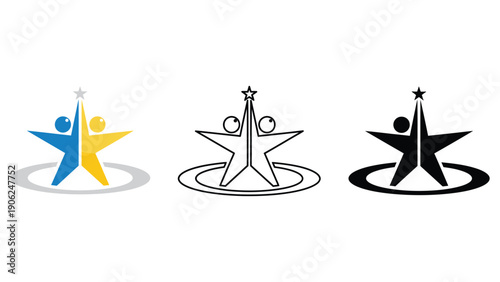 Star logo vector illustration with human figures in different colors