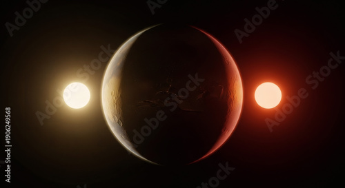 Exoplanet Orbiting Two Stars, A Spectacle of Light in the Vastness of Space