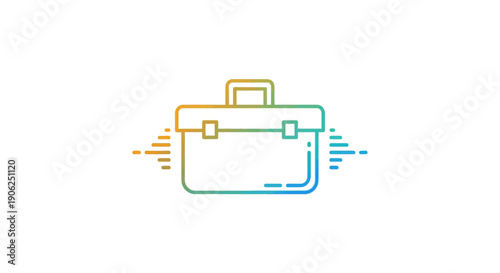 Modern gradient line art briefcase icon symbolizing digital tools, efficiency, and swift business