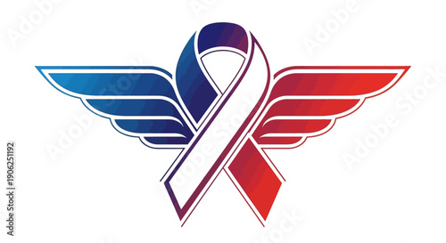 Symbolic patriotic awareness ribbon with gradient wings representing solidarity and support
