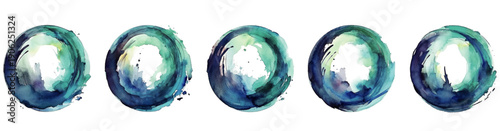 Set farbige Aquarell Kreise. Runder Vektor Aquarell in Erdball Farben. Bunte Kreise als  Hintergrund Banner mit blauer und grüner Tinte.