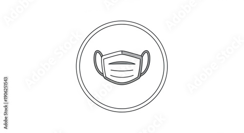 Medical face mask icon in circle protective symbol for health and safety