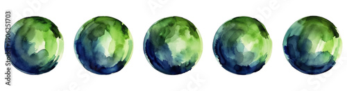 Set farbige Aquarell Kreise. Abstrakte, runde Vektor Aquarelle als Welt. Bunte Kreise als  Hintergrund Banner mit blauer und grüner Tinte für Umwelt Konzepte.